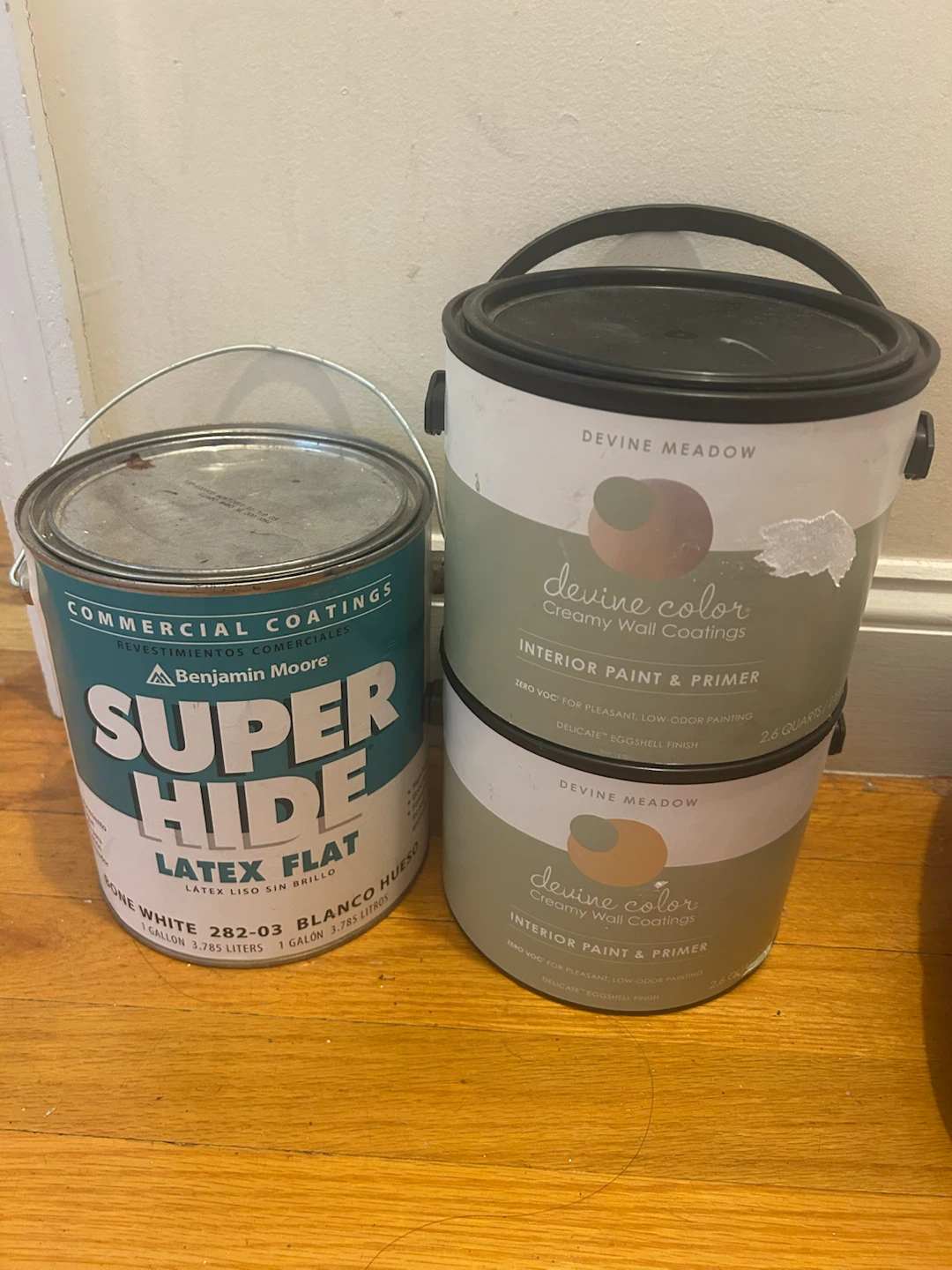 Unopened Benjamin Moore & Devine Color Interior Paint Cans