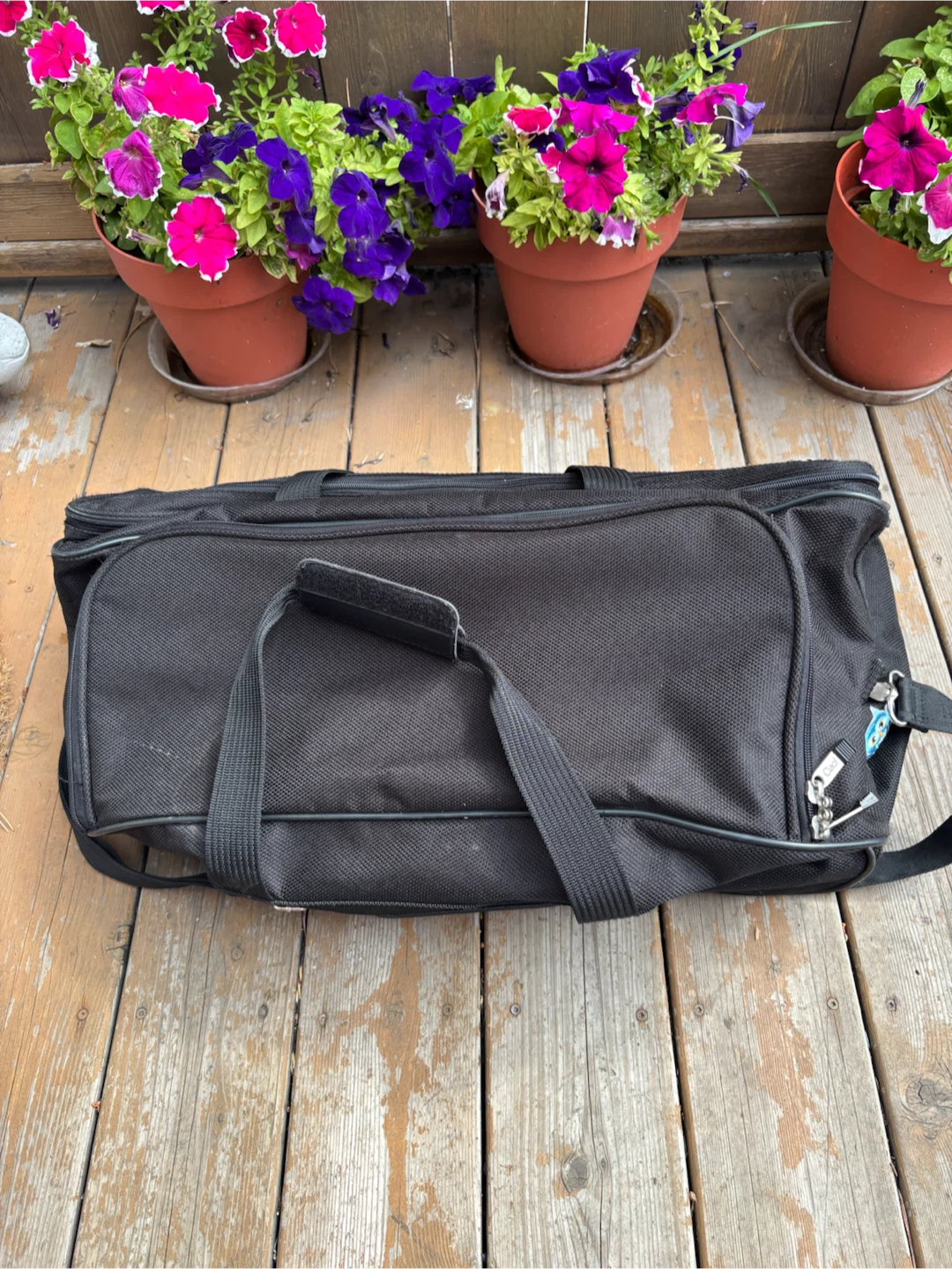 Chaps Black Rolling Duffle Bag