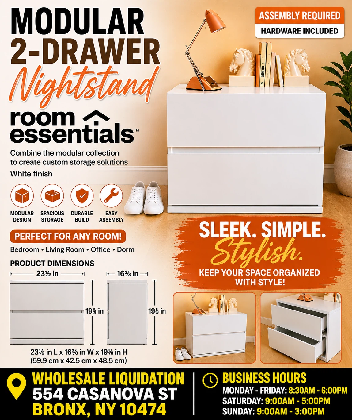 Room Essentials 2-Drawer Nightstand - White