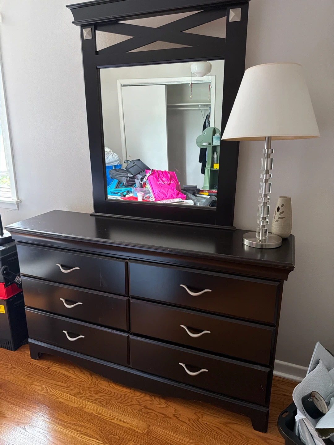 Dark Wood Dresser with Mirror