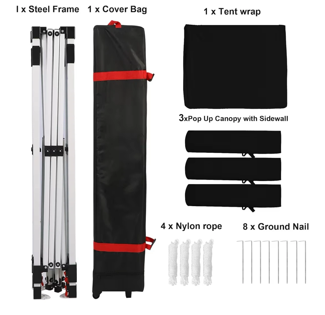 10x10ft Black Pop-Up Canopy Tent with Sidewalls - photo 4