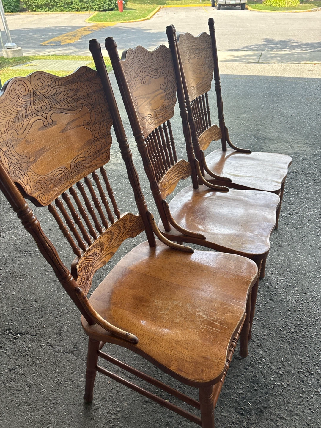 Set of 3 Vintage Wood Dining Chairs