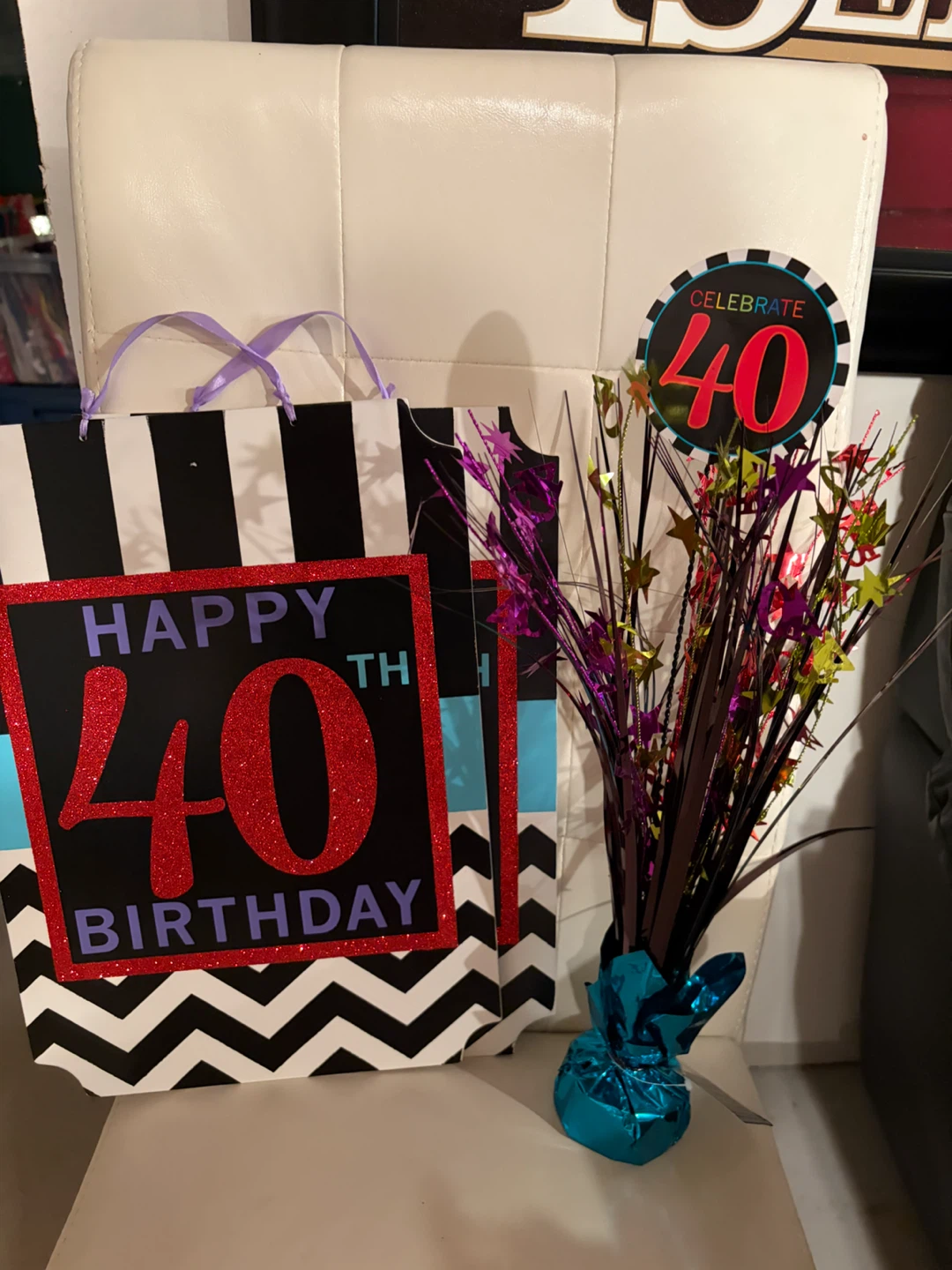 Happy 40th Birthday Signs and Centerpiece