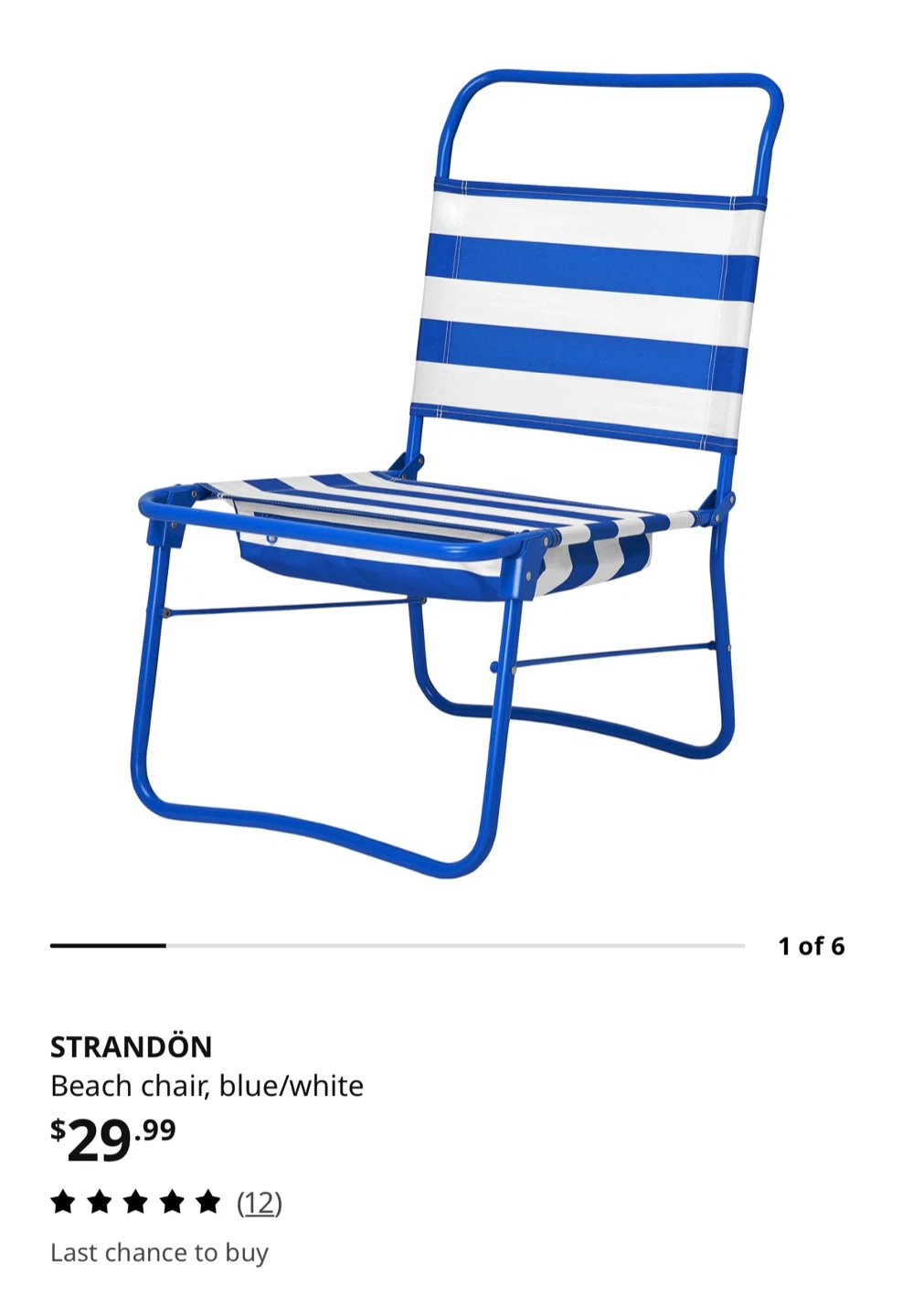 STRANDÖN Beach Chair - Blue/White Stripe