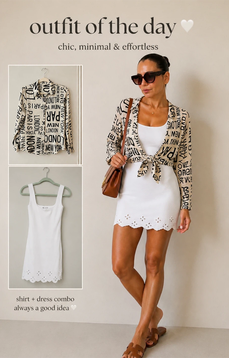 White & Black Text Print Button-Up Shirt - photo 3