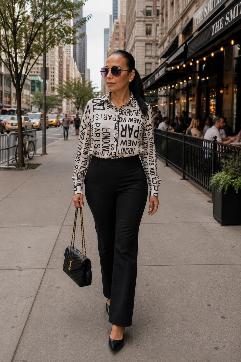 White & Black Text Print Button-Up Shirt - photo 4