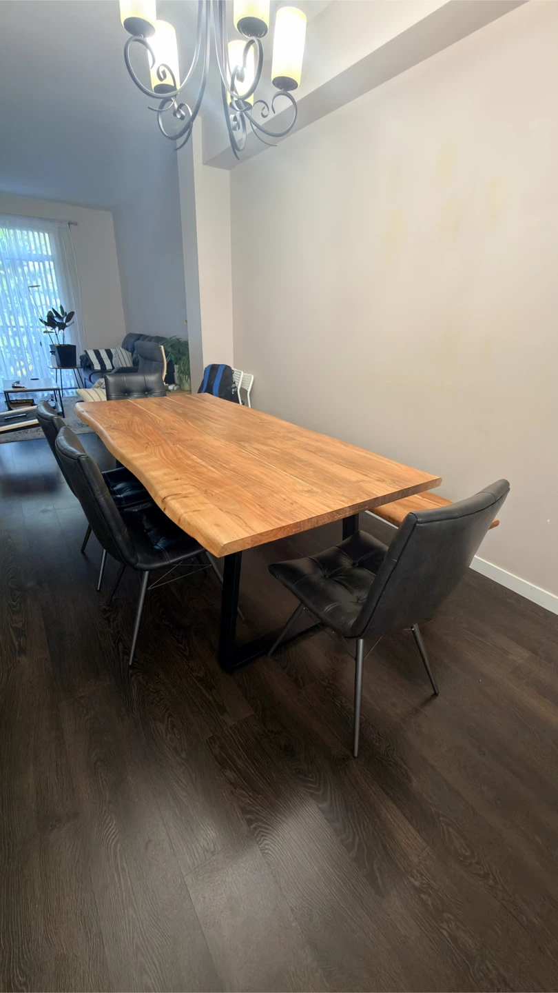 Live Edge Dining Table, Bench and 4 chairs from The Brick - photo 2