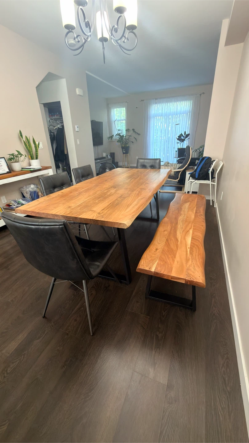 Live Edge Dining Table, Bench and 4 chairs from The Brick - photo 3