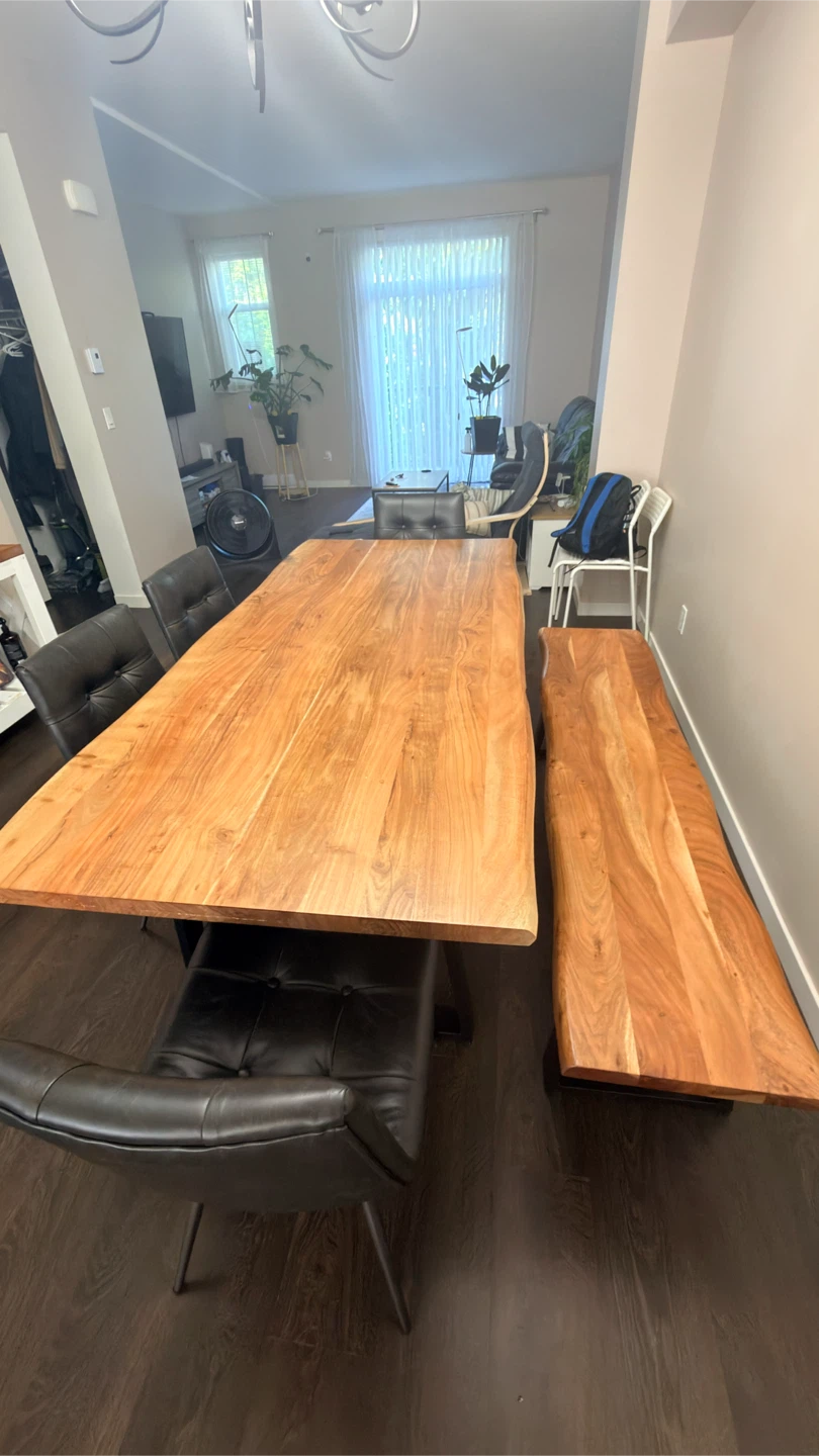 Live Edge Dining Table, Bench and 4 chairs from The Brick - photo 4