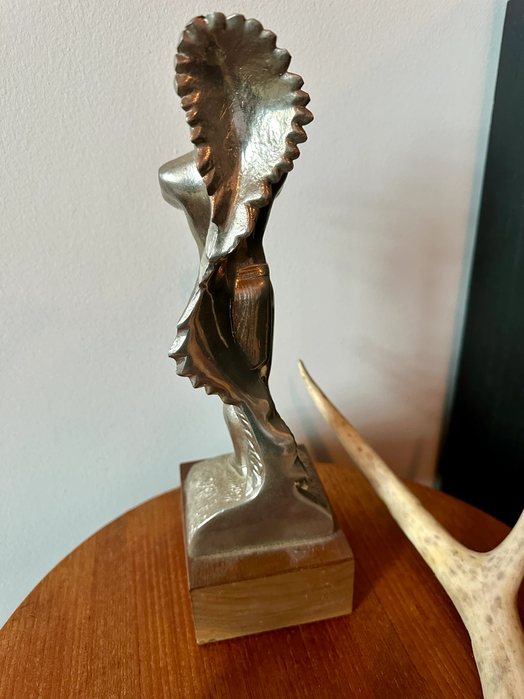 VINTAGE MID CENTURY MODERN CHROME NATIVE CHIEF STATUE INDIGENOUS - photo 5