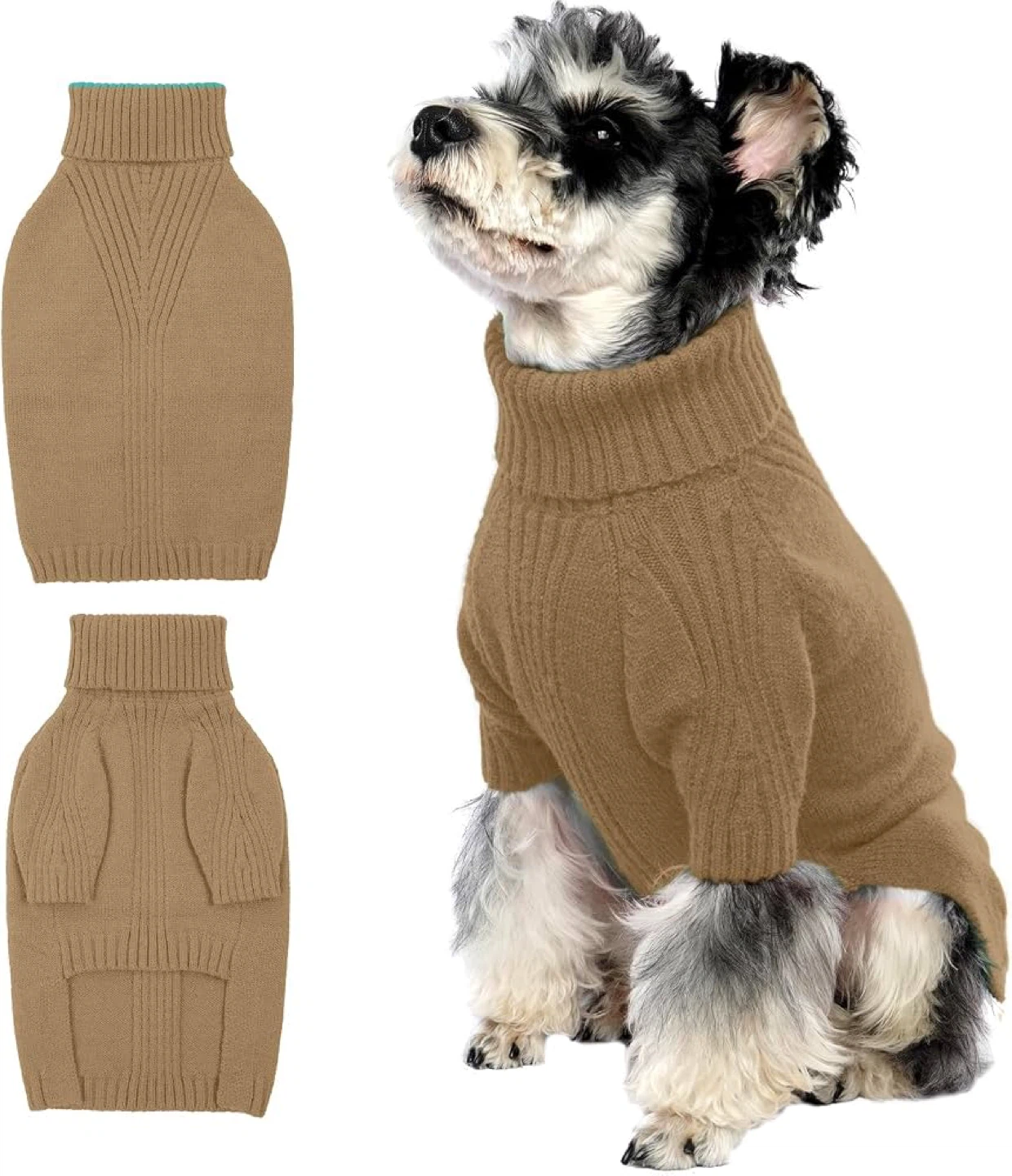 Turtleneck Dog Sweater, Thermal Knitted Sweater for Small Dogs