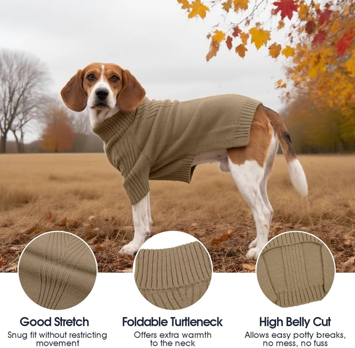 Turtleneck Dog Sweater, Thermal Knitted Sweater for Small Dogs - photo 4
