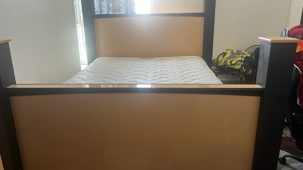 Wooden Bed Frame with Mattress