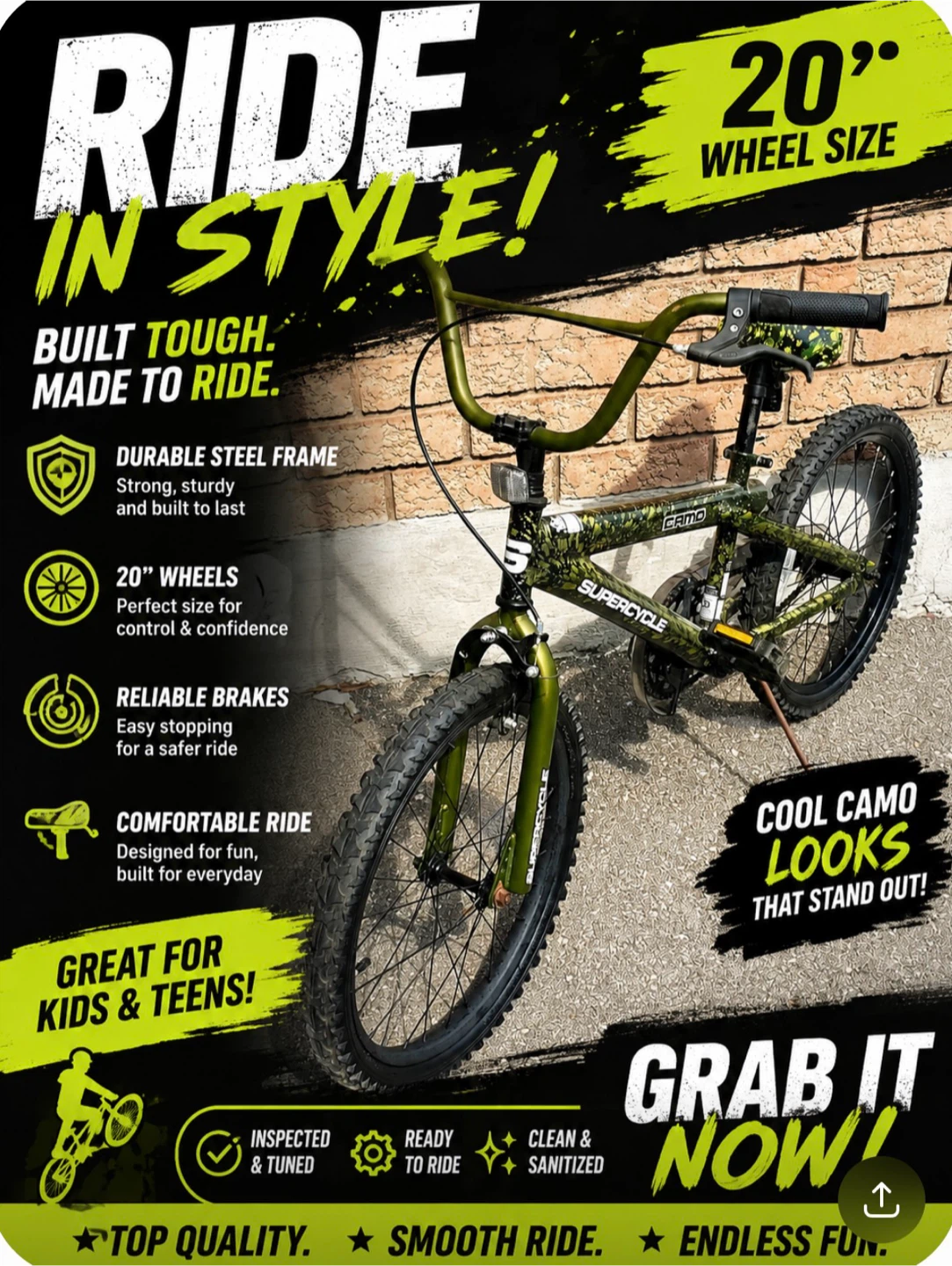Supercycle Camo Army Green Bike