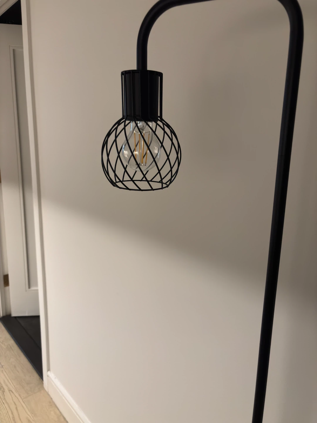 Black Metal Floor Lamp with Cage Shade - photo 3