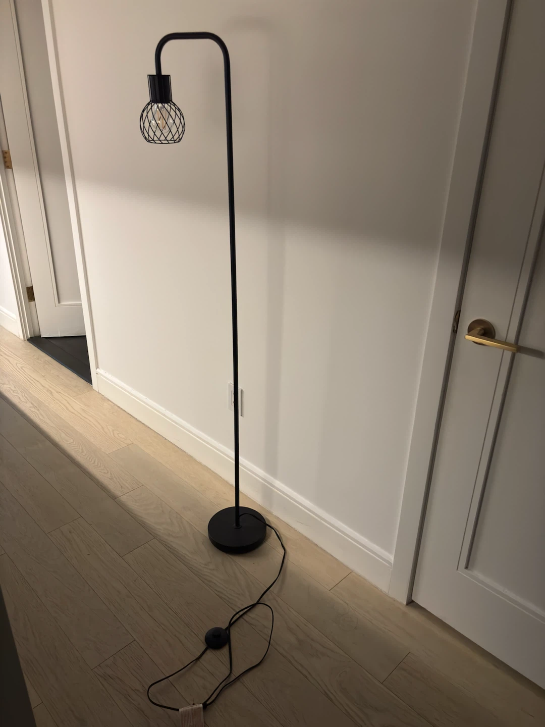 Black Metal Floor Lamp with Cage Shade - photo 4