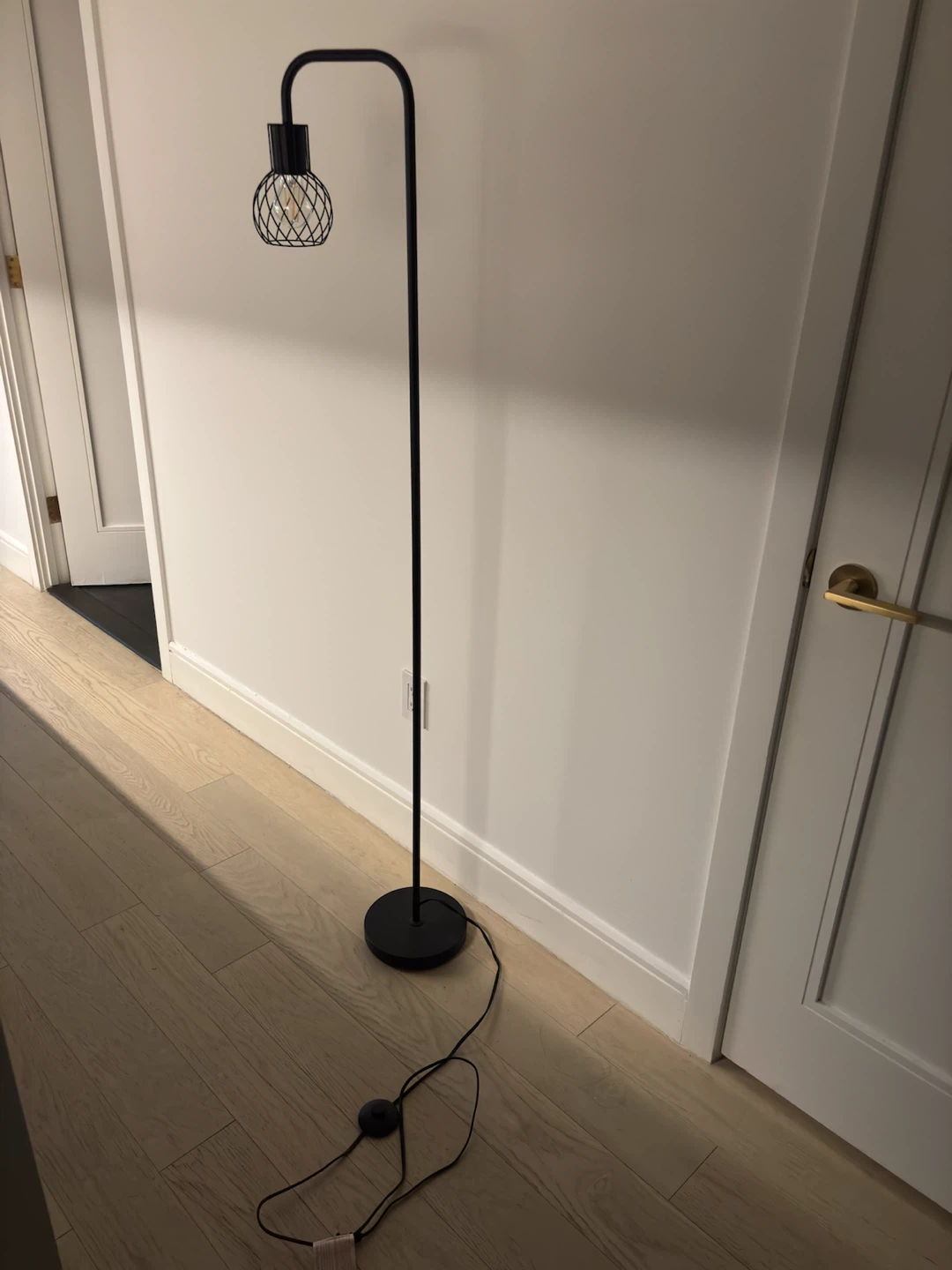 Black Metal Floor Lamp with Cage Shade - photo 5