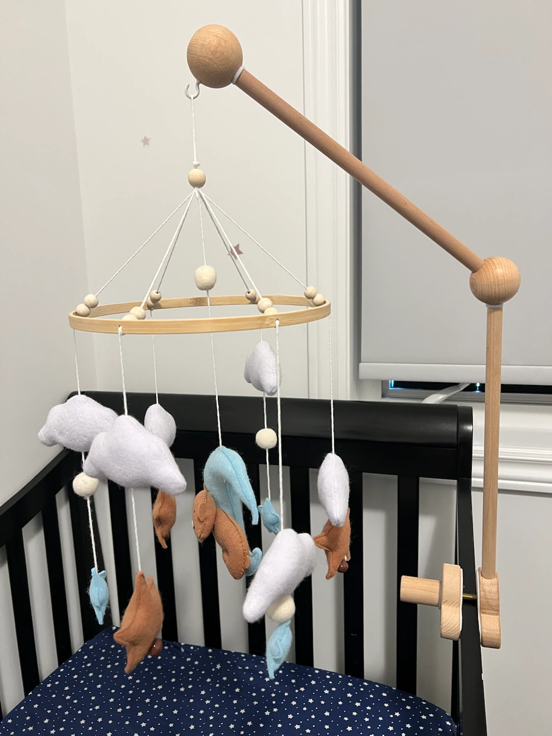 Baby Crib Mobile with Clouds, Stars, and Bear - photo 2