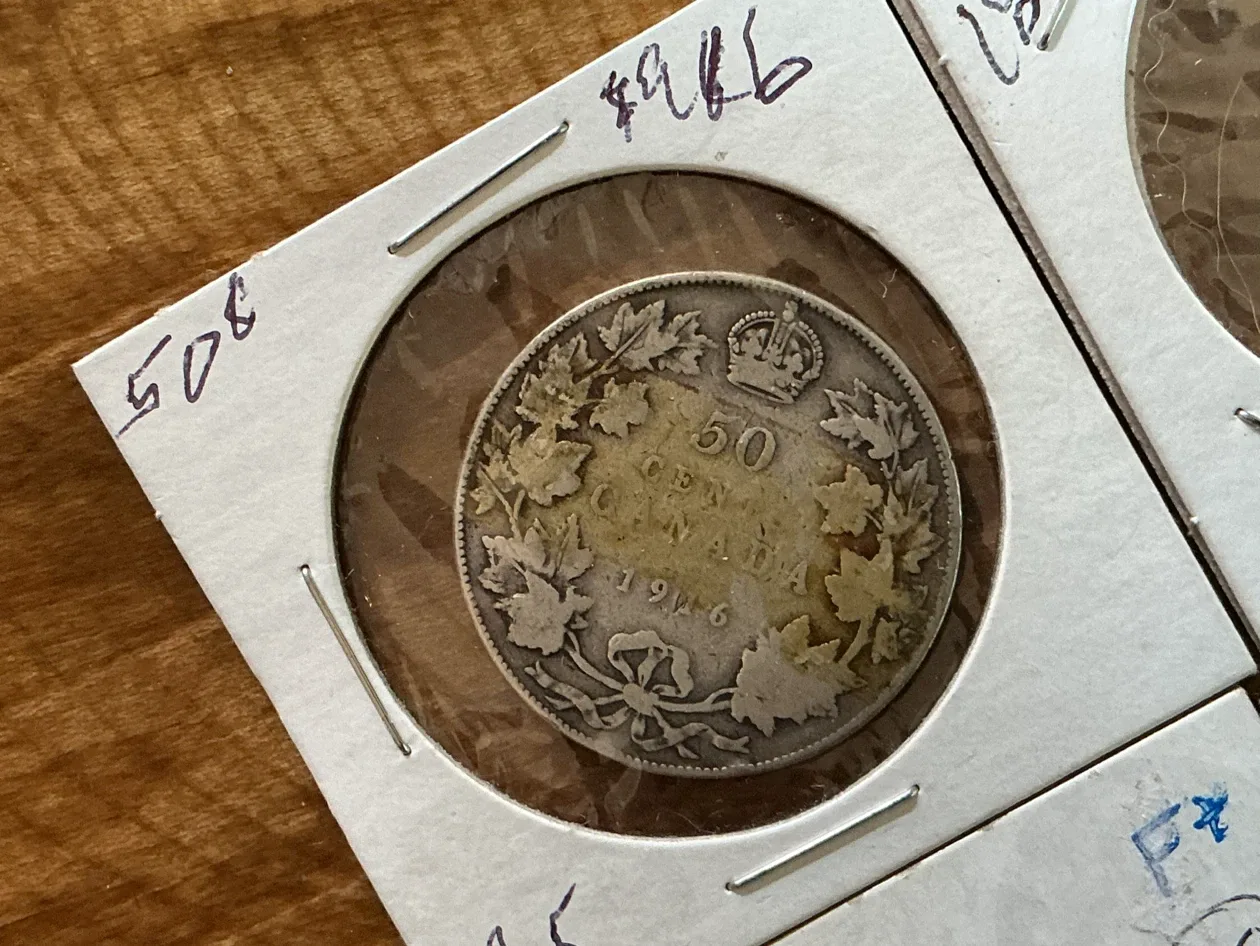 Antique CANADIAN Coins 1890 20c, 1902 5c, 1908 10c, 1916 50c - photo 2