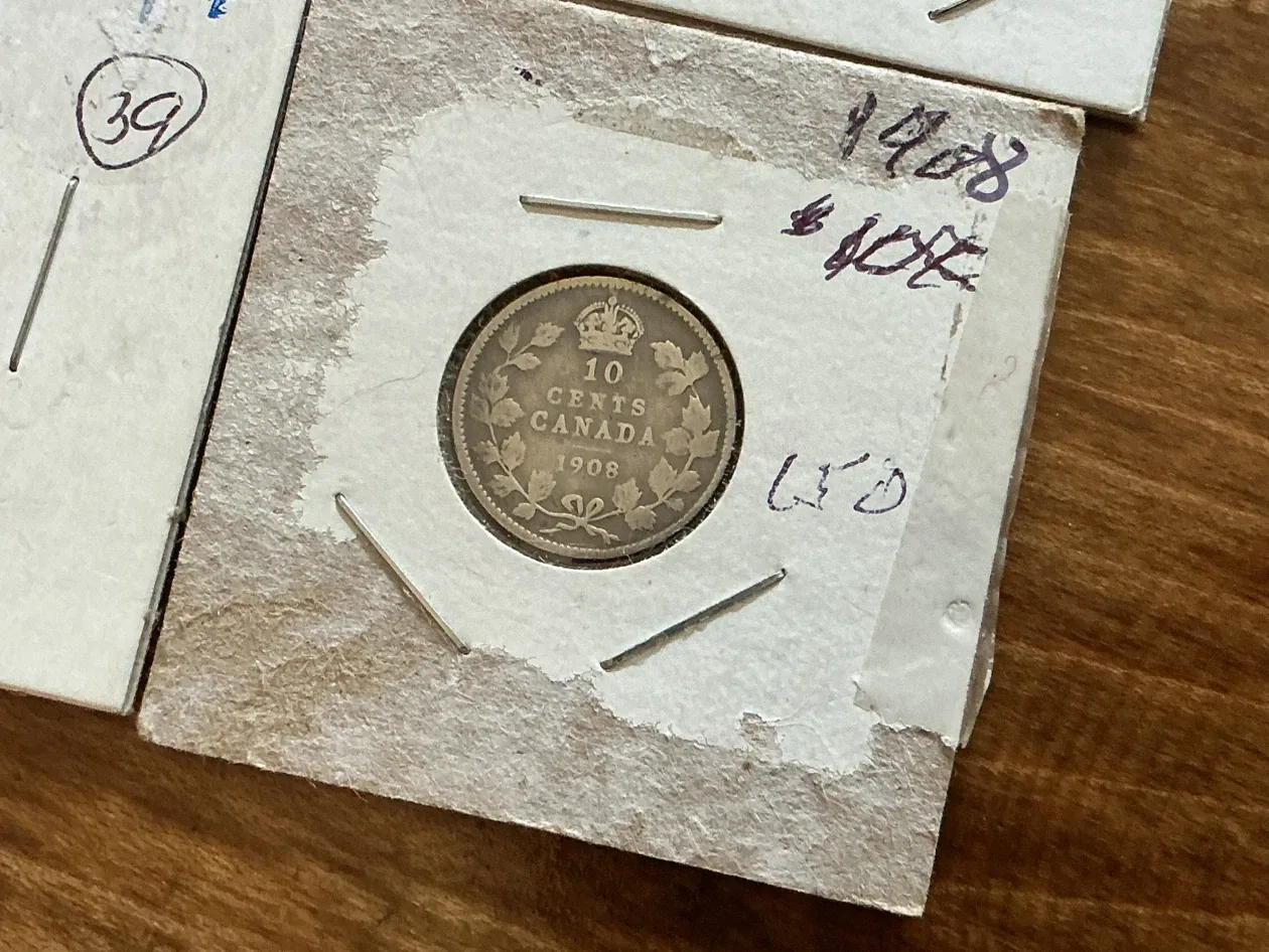 Antique CANADIAN Coins 1890 20c, 1902 5c, 1908 10c, 1916 50c - photo 4