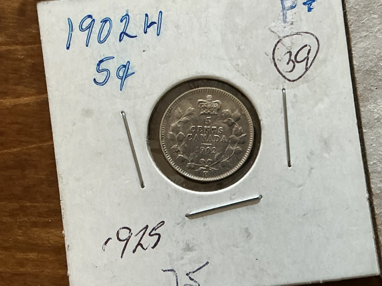 Antique CANADIAN Coins 1890 20c, 1902 5c, 1908 10c, 1916 50c - photo 5