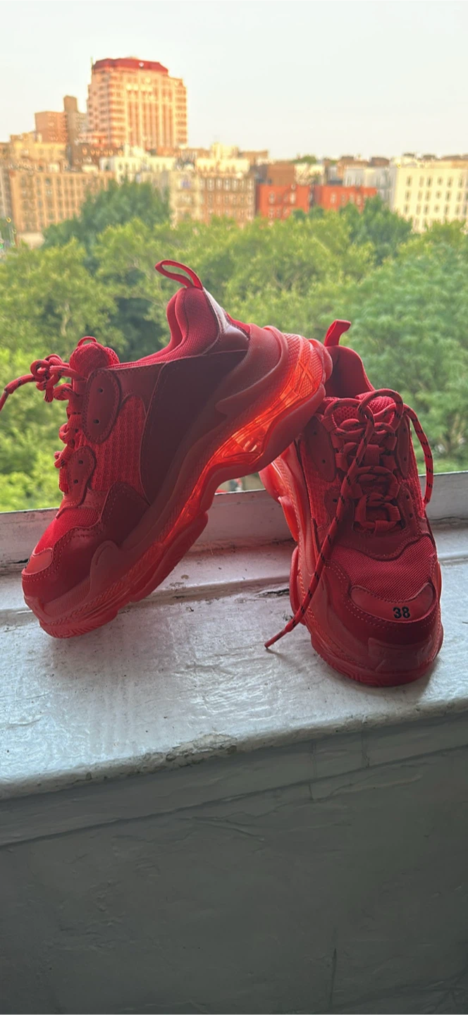 Red Balenciaga Triple S Sneakers