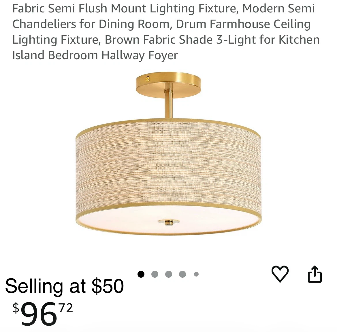 Fabric Semi Flush Mount Lighting Fixture