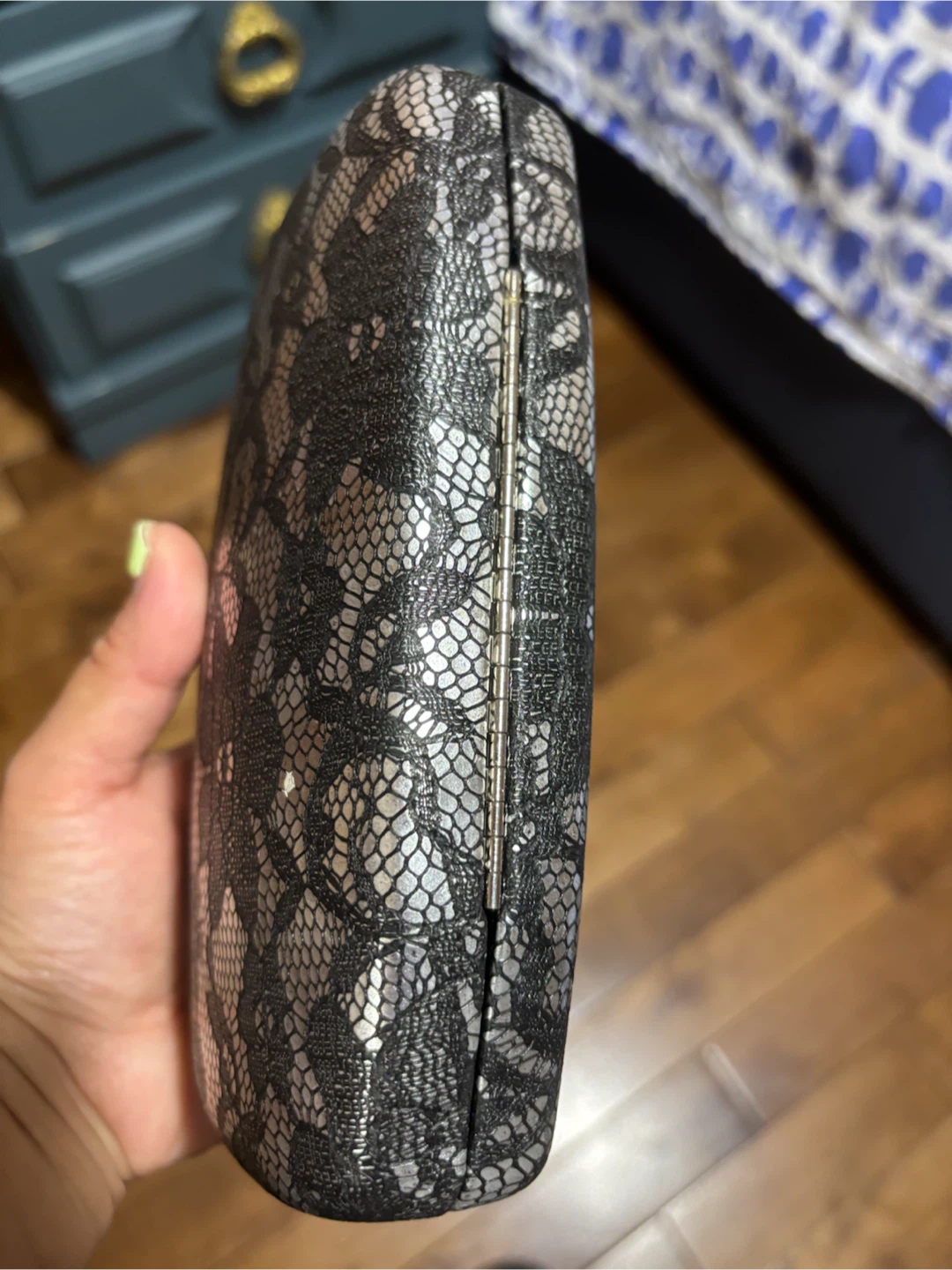 Clutch Purse with Lace Overlay and Rhinestone Clasp - photo 2