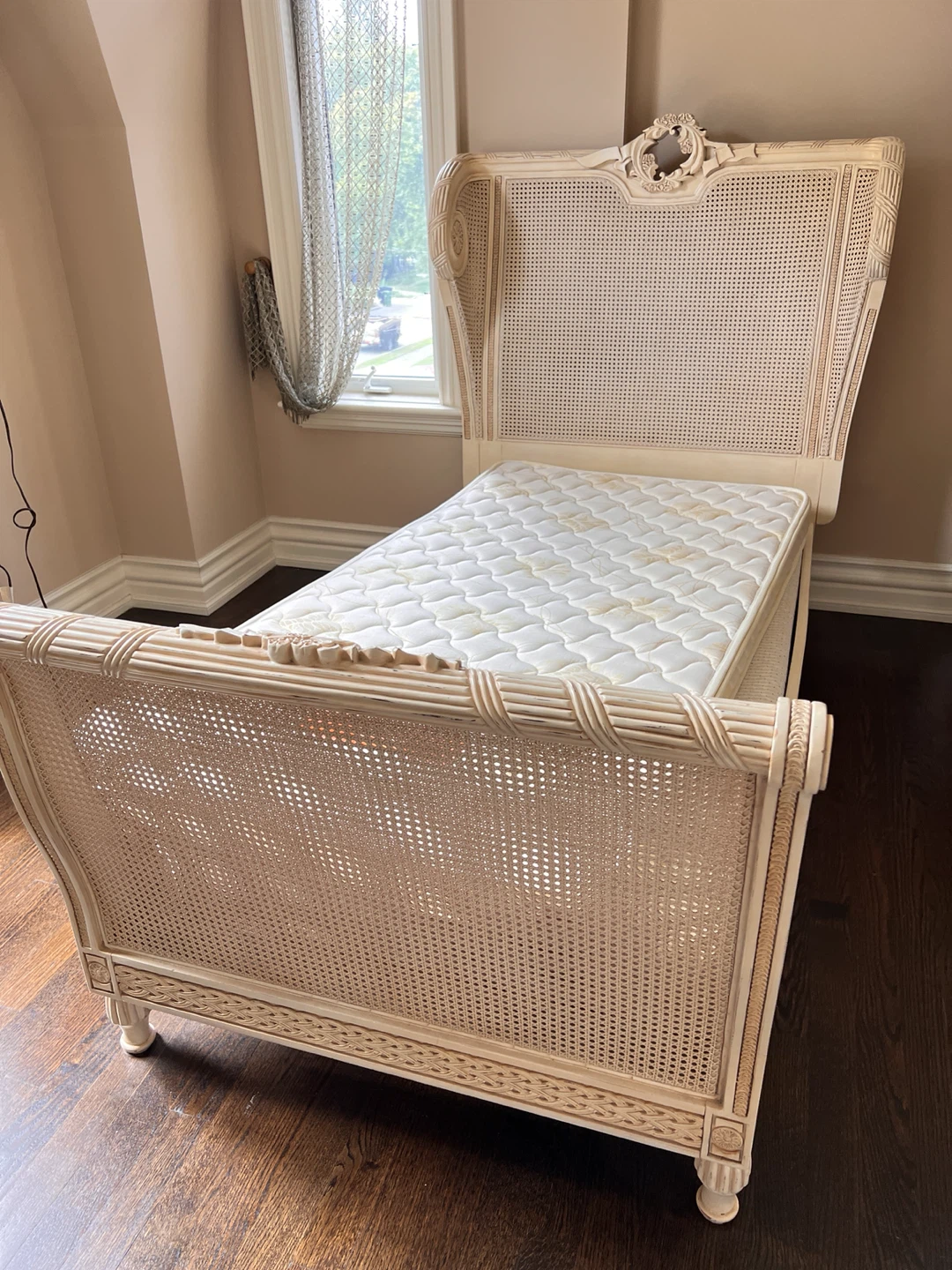 Vintage Cane Headboard Bed Frame