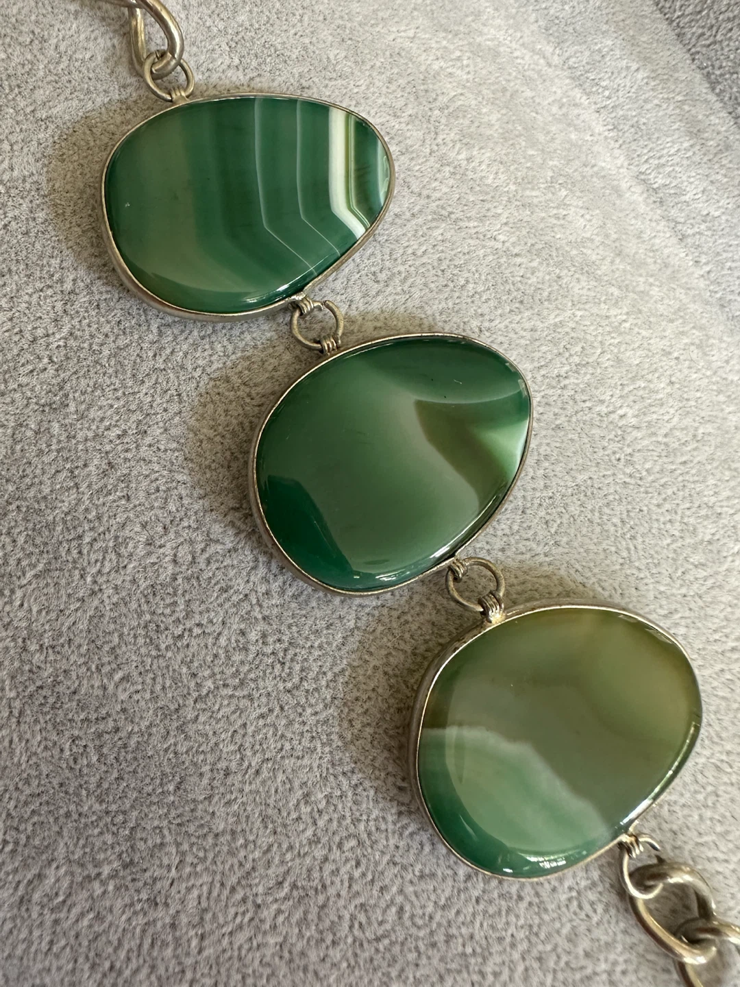 Green Agate & Silver Tone Chain Belt - photo 3
