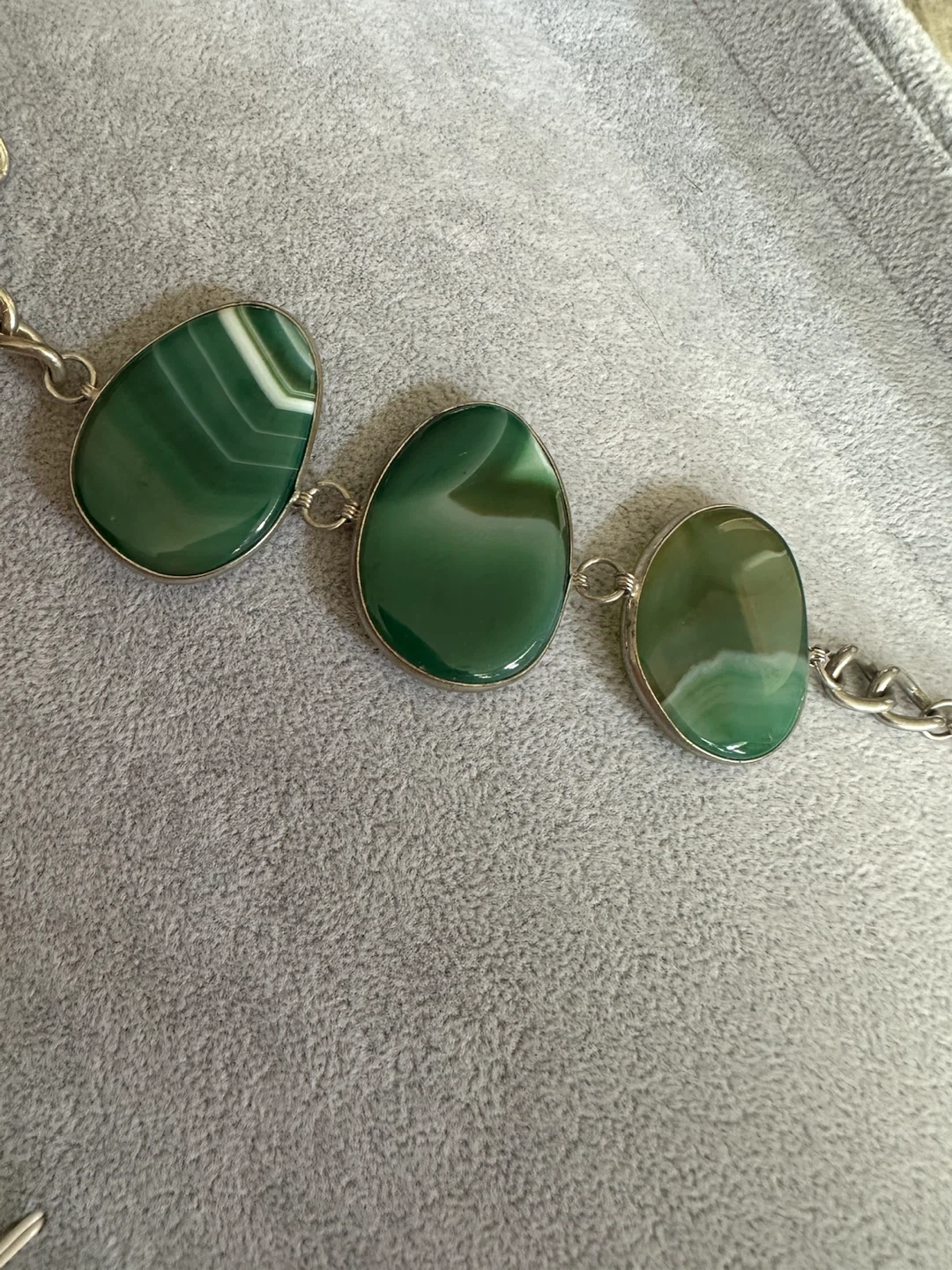 Green Agate & Silver Tone Chain Belt - photo 4