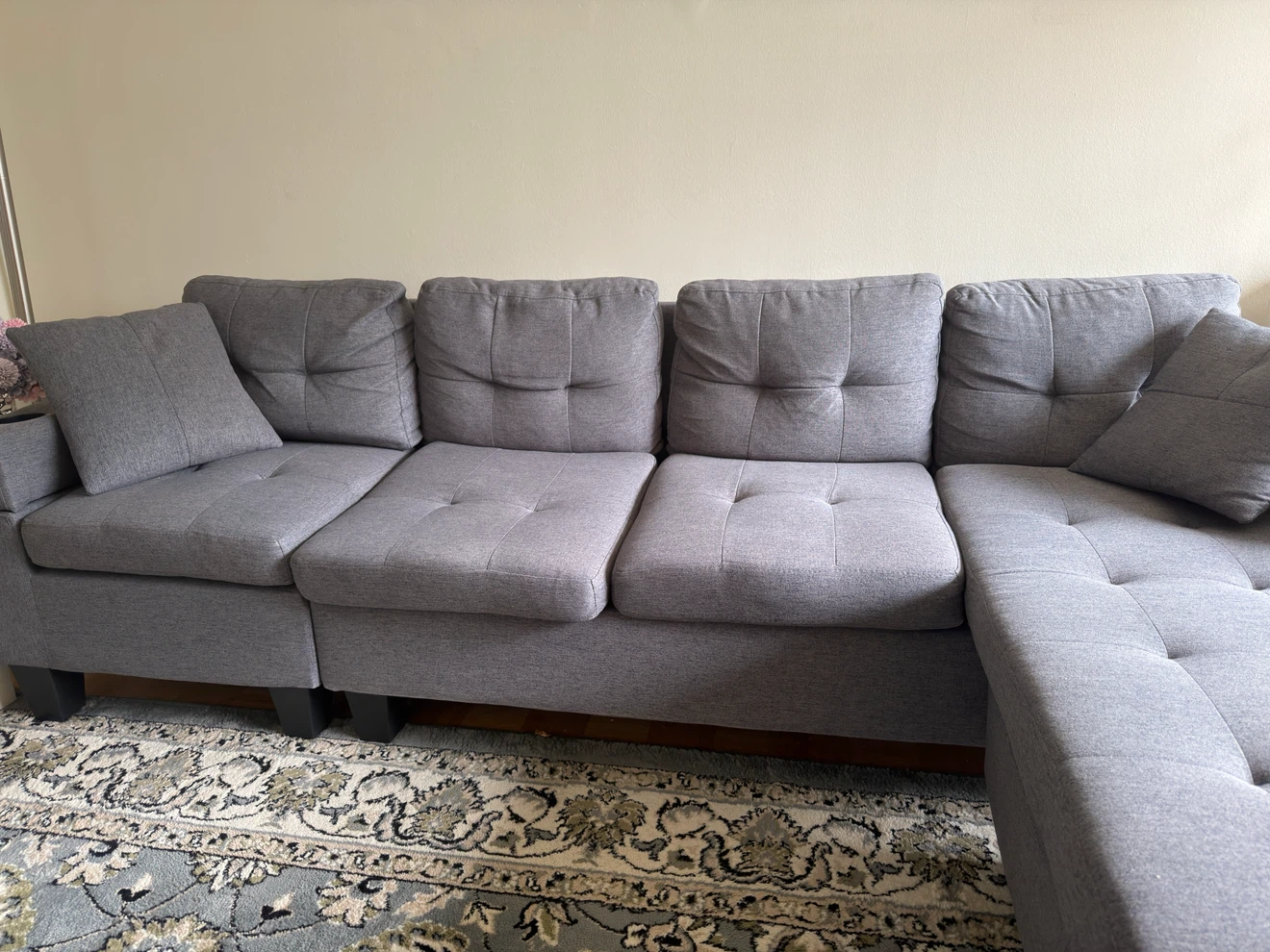 Grey Sectional Sofa with Ottoman