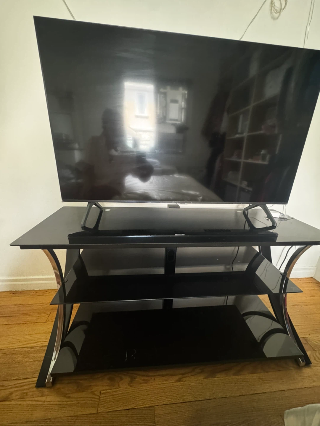Television + Glass black table