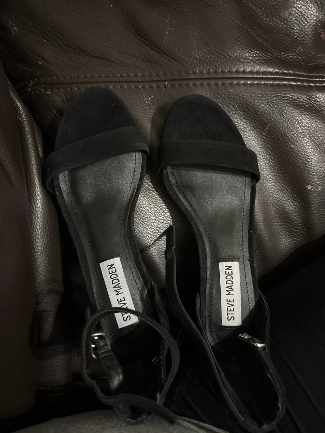 Steve Madden Black Suede Block Heel Sandals