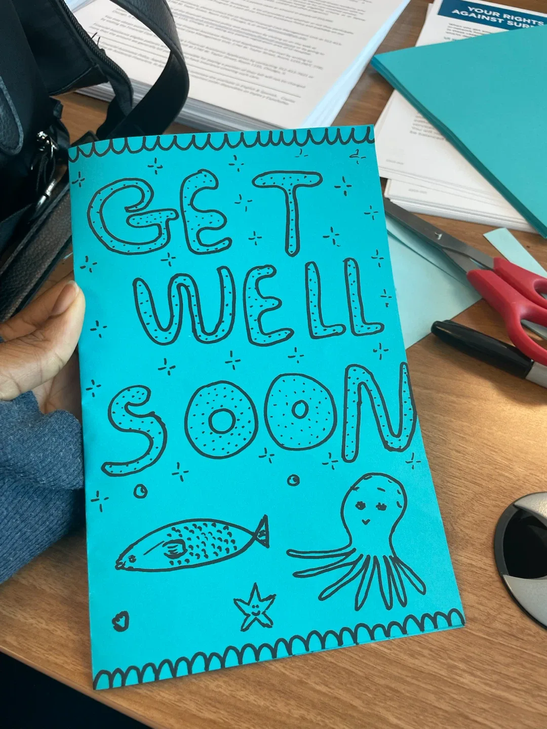 Get Well Soon Card with Octopus and Fish