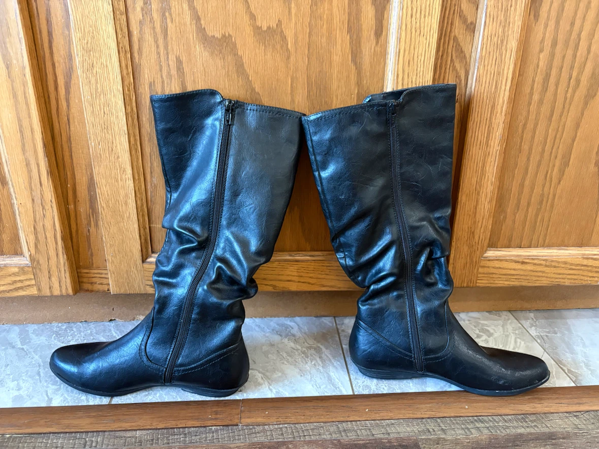 Black Faux Leather Tall Boots - photo 2