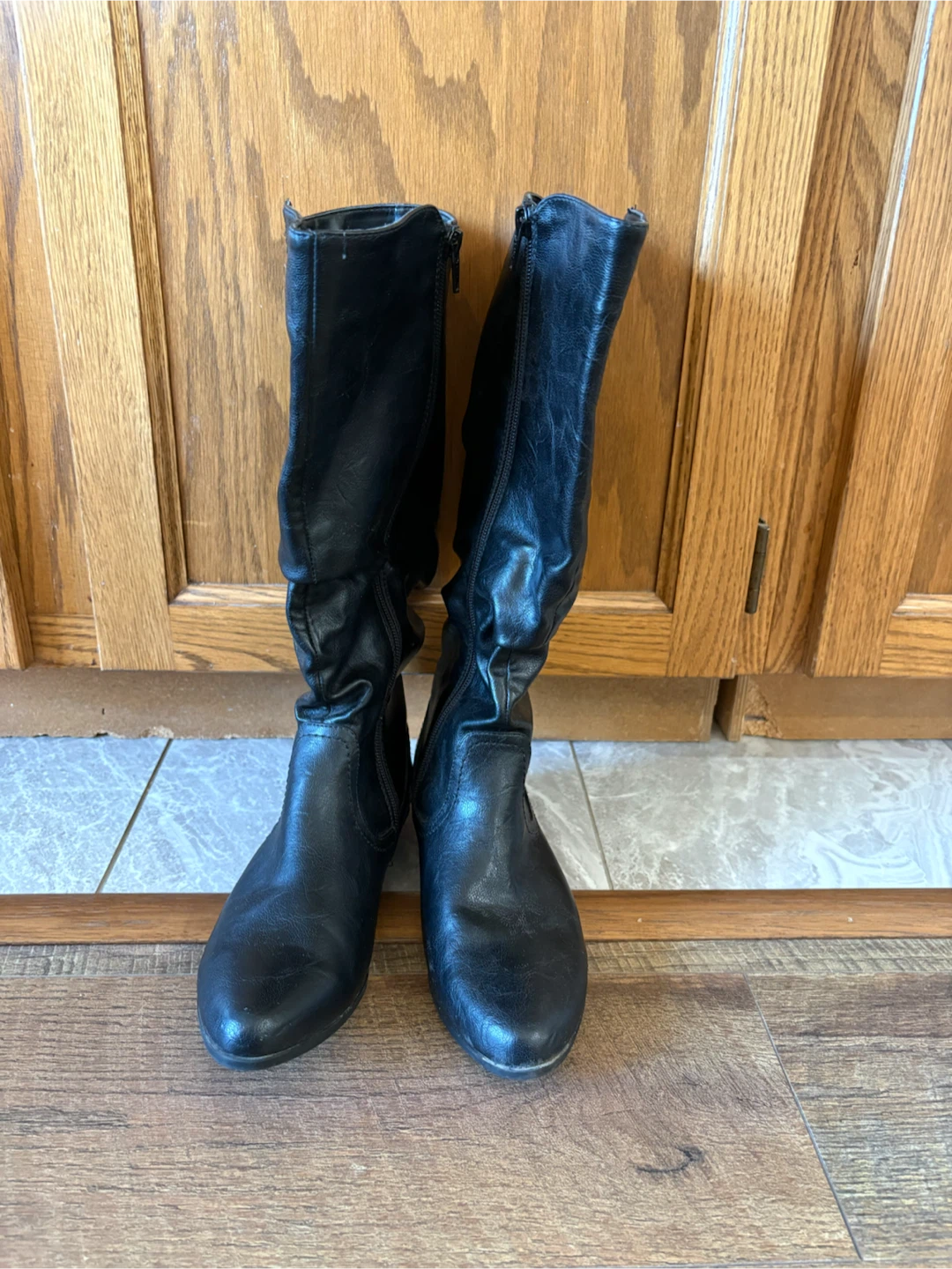 Black Faux Leather Tall Boots - photo 3