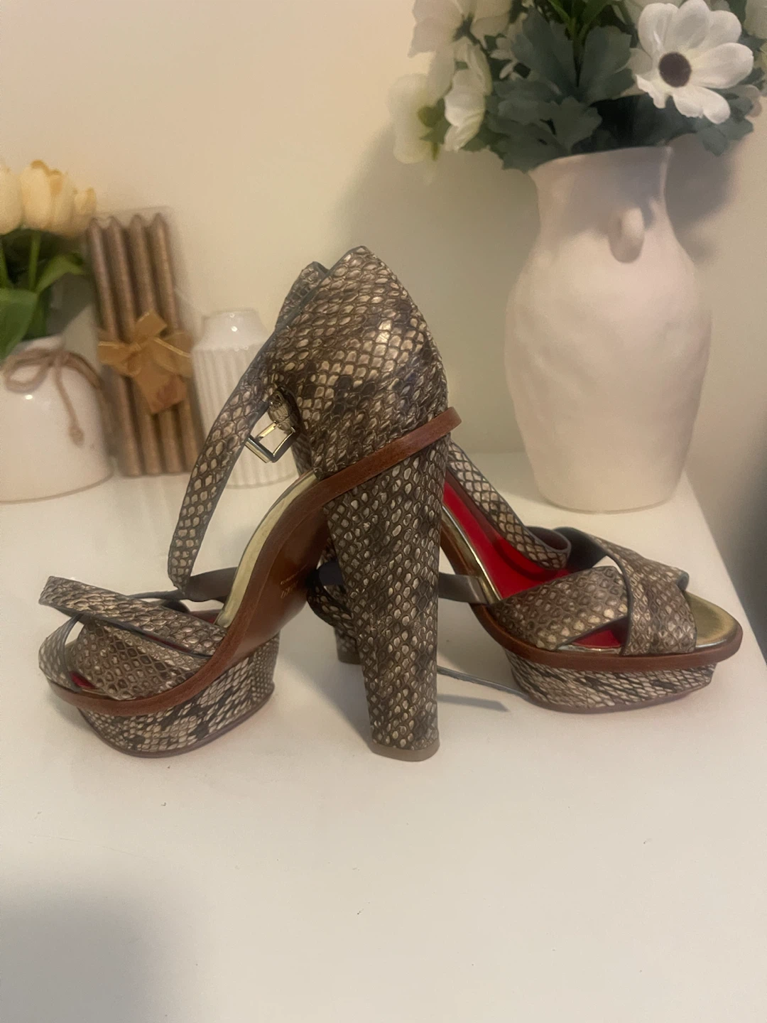 Charles Jourdan Snake Print Platform Heels - photo 2