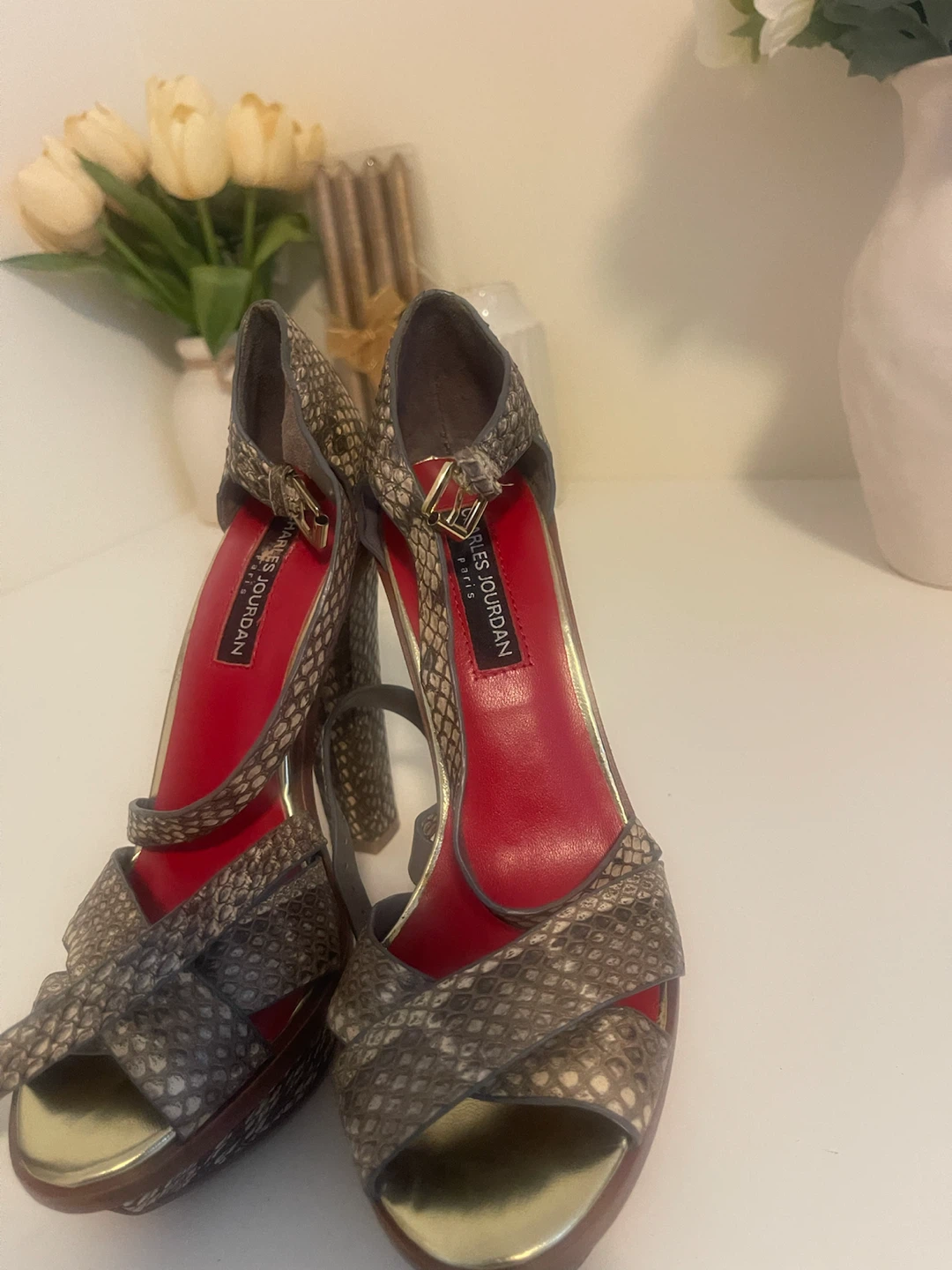 Charles Jourdan Snake Print Platform Heels - photo 3