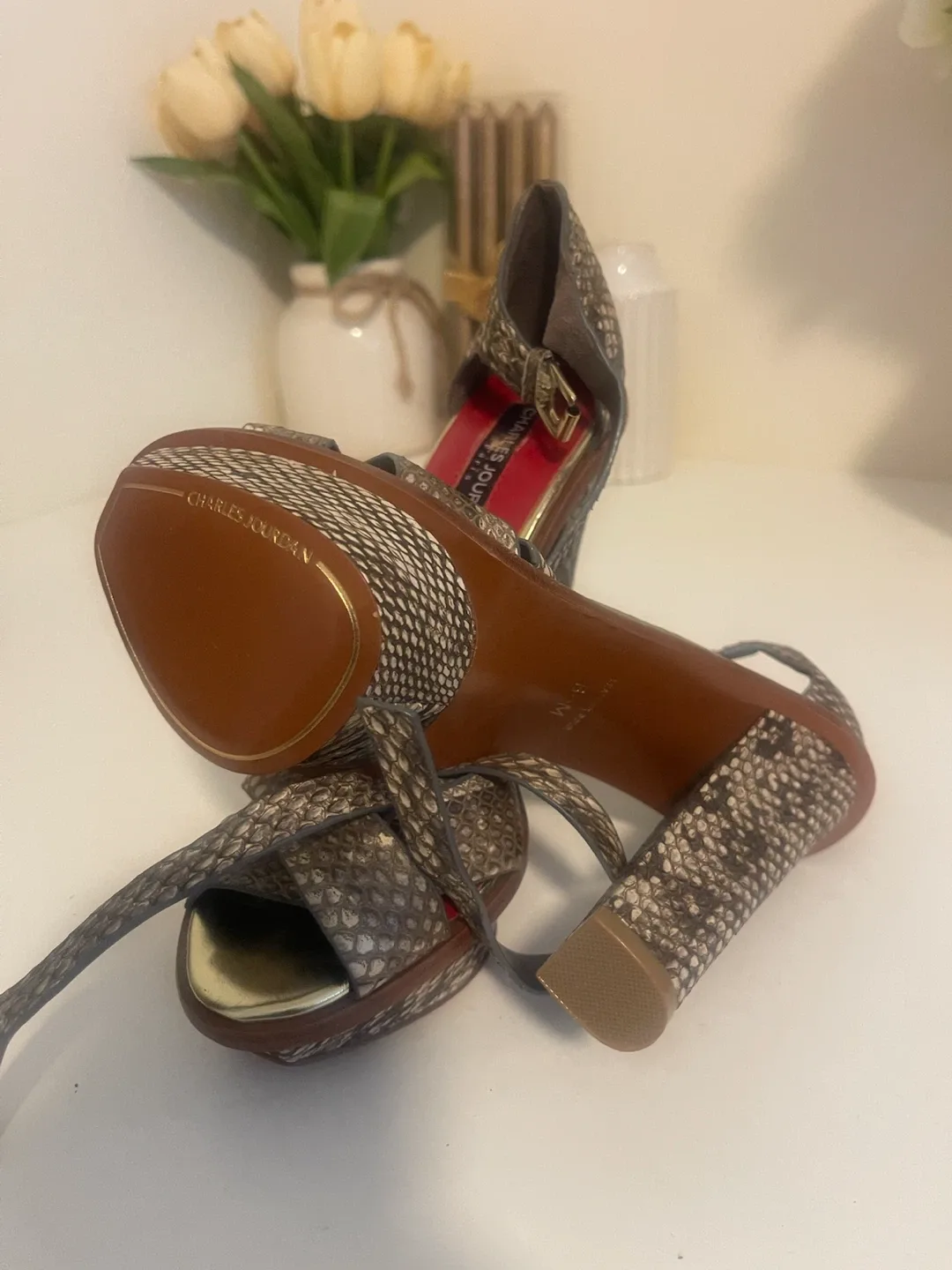 Charles Jourdan Snake Print Platform Heels - photo 5