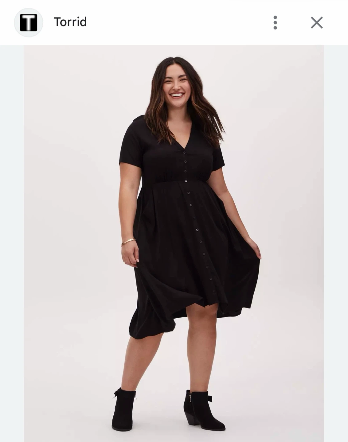 Torrid Black Button-Front Midi Dress Size 3 - photo 4