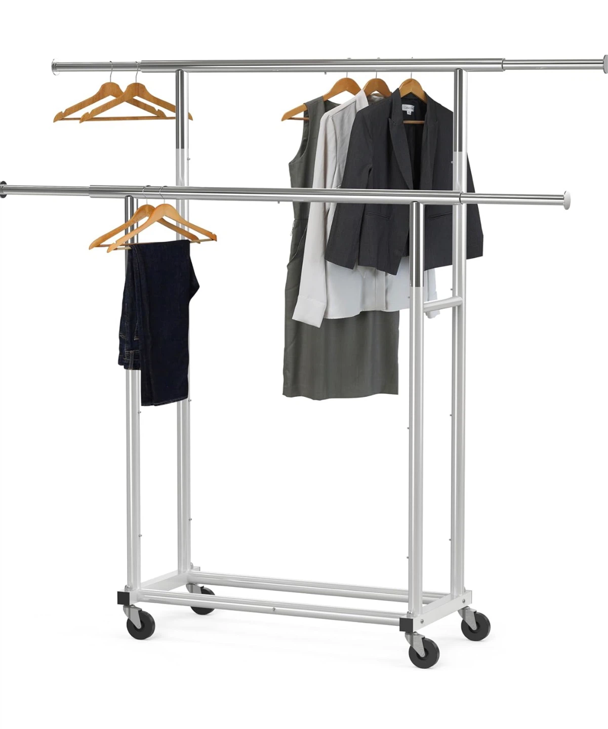 Standard Double Rod Clothing Garment Hanging Rack - New