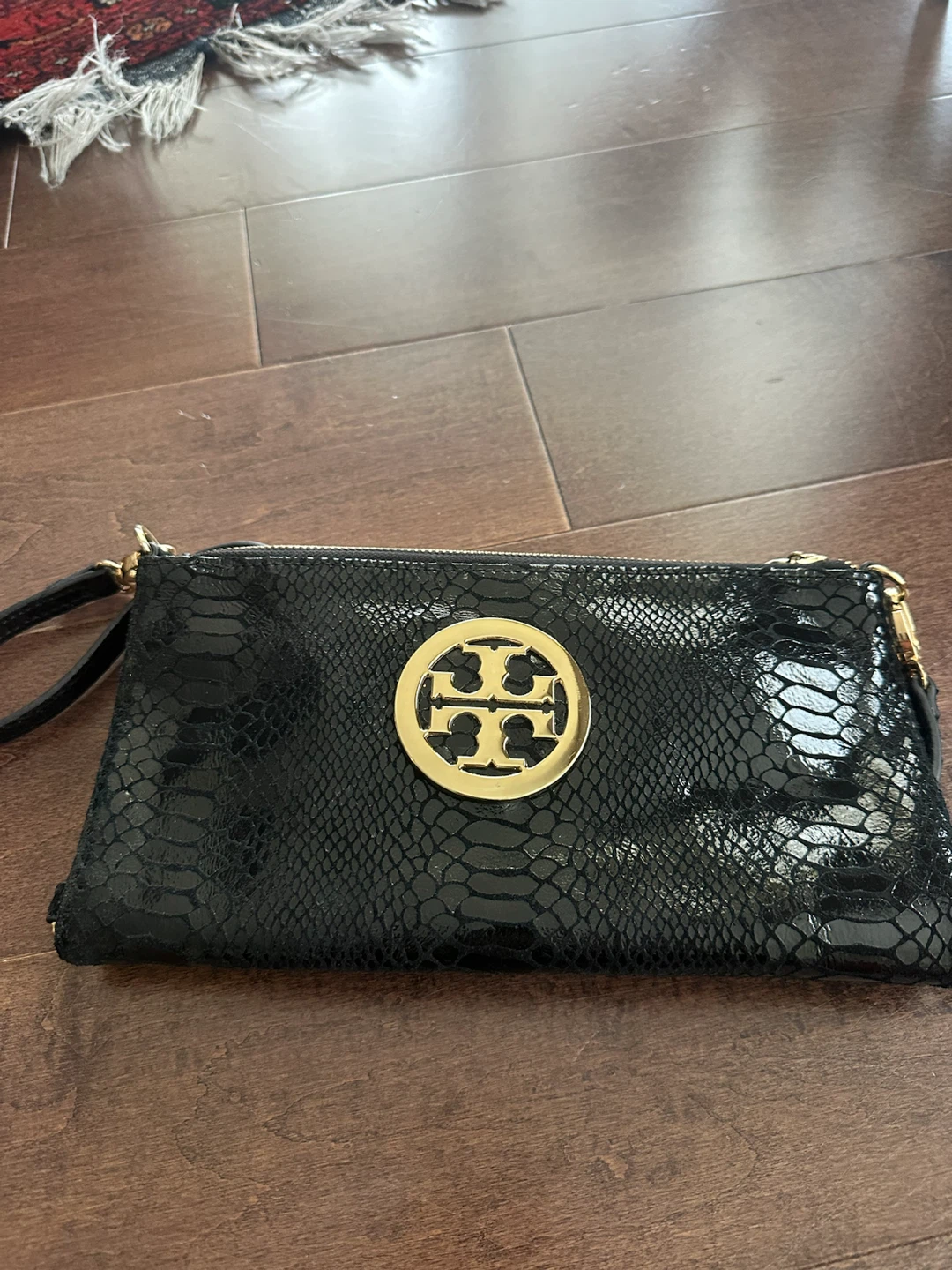 Tory Burch Black Snakeskin Clutch/Crossbody Bag
