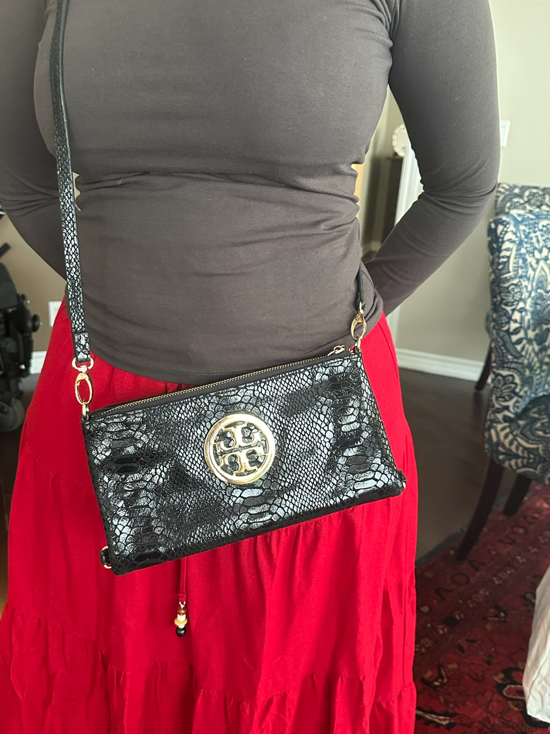 Tory Burch Black Snakeskin Clutch/Crossbody Bag - photo 3