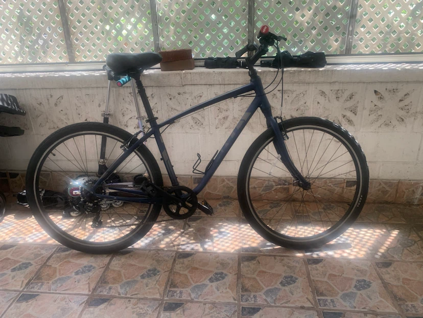 Dark Blue Hybrid Bicycle
