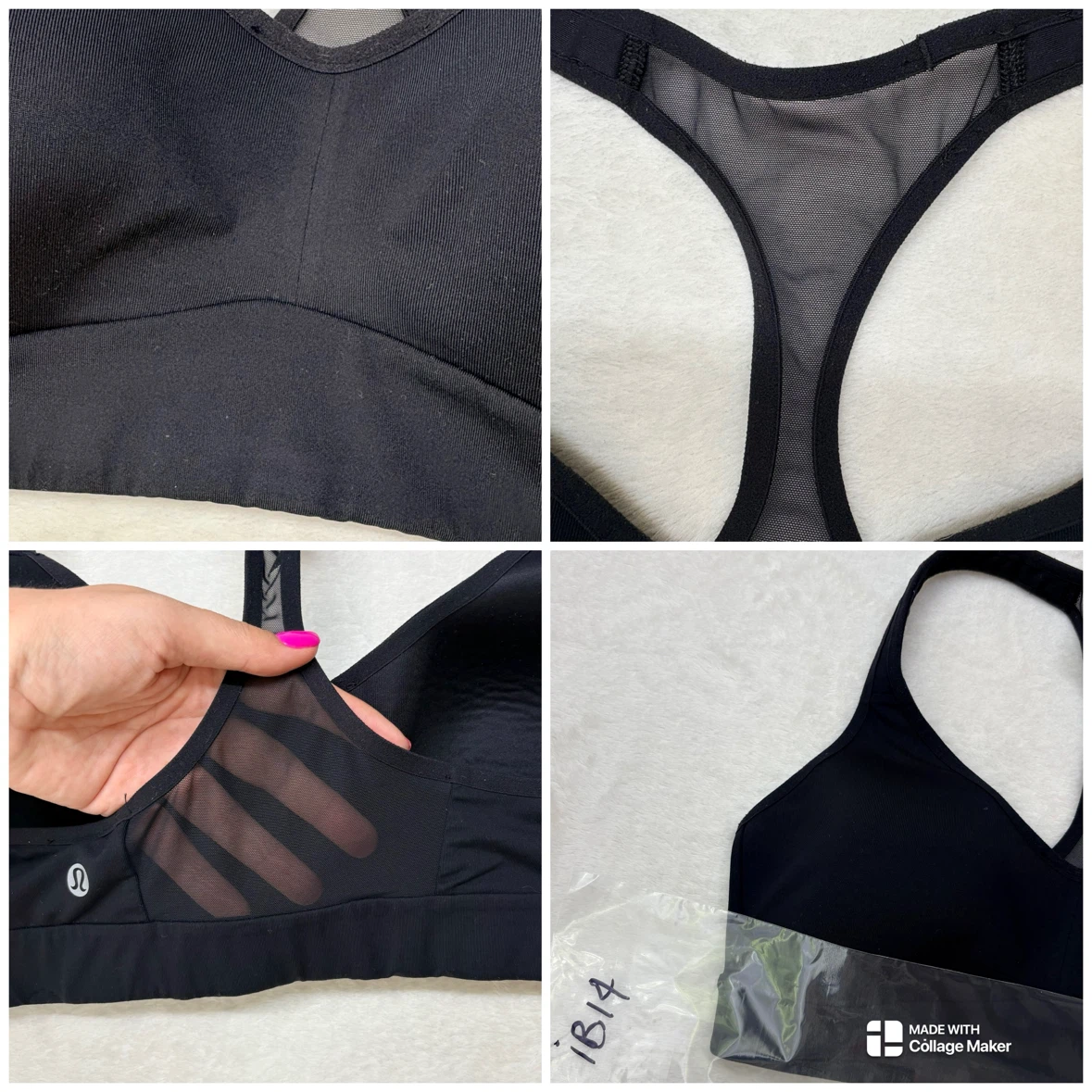 Lululemon Energy Bra Black Mesh Back Racerback Athletic Size 6 - photo 2