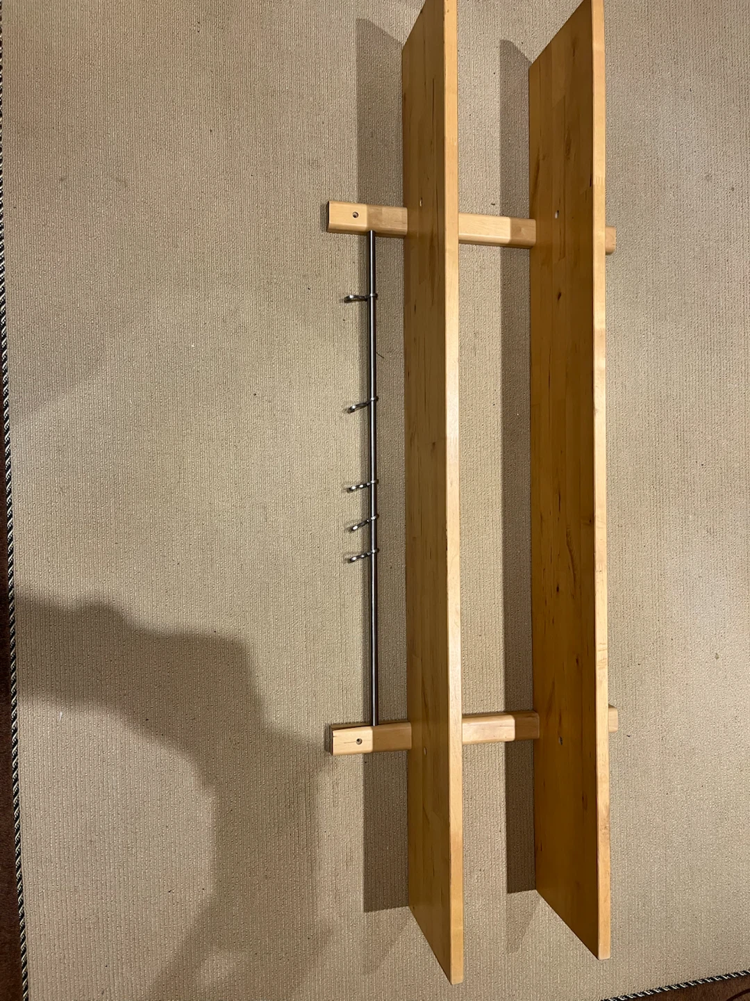 Wooden Shelf with Hooks - photo 3