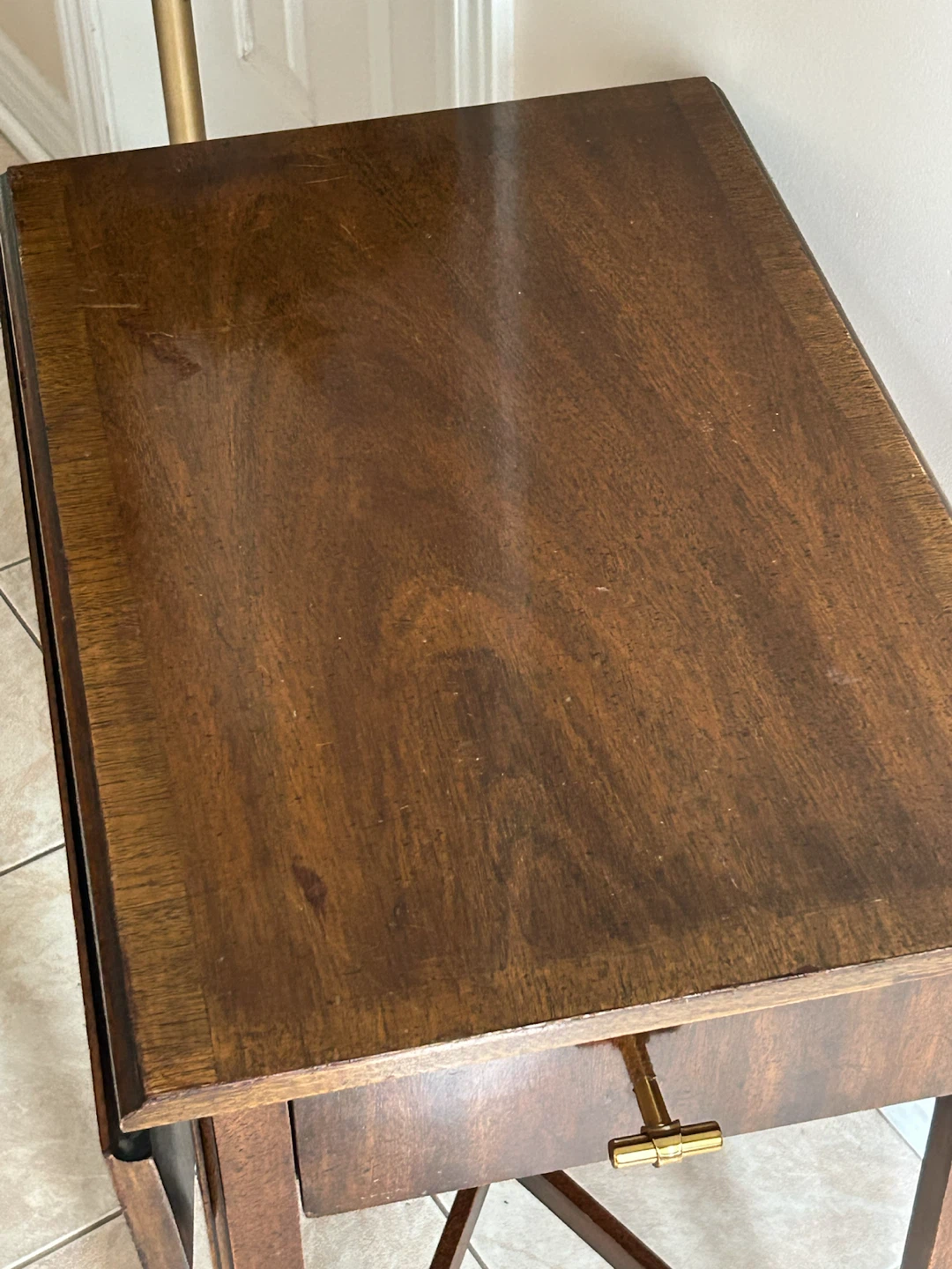Vintage Drop Leaf Side Table with Drawer - photo 5