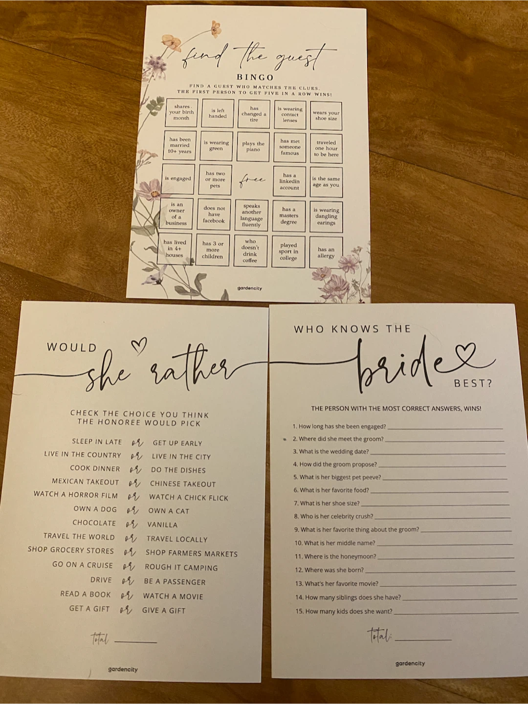Bridal Shower or Wedding Games