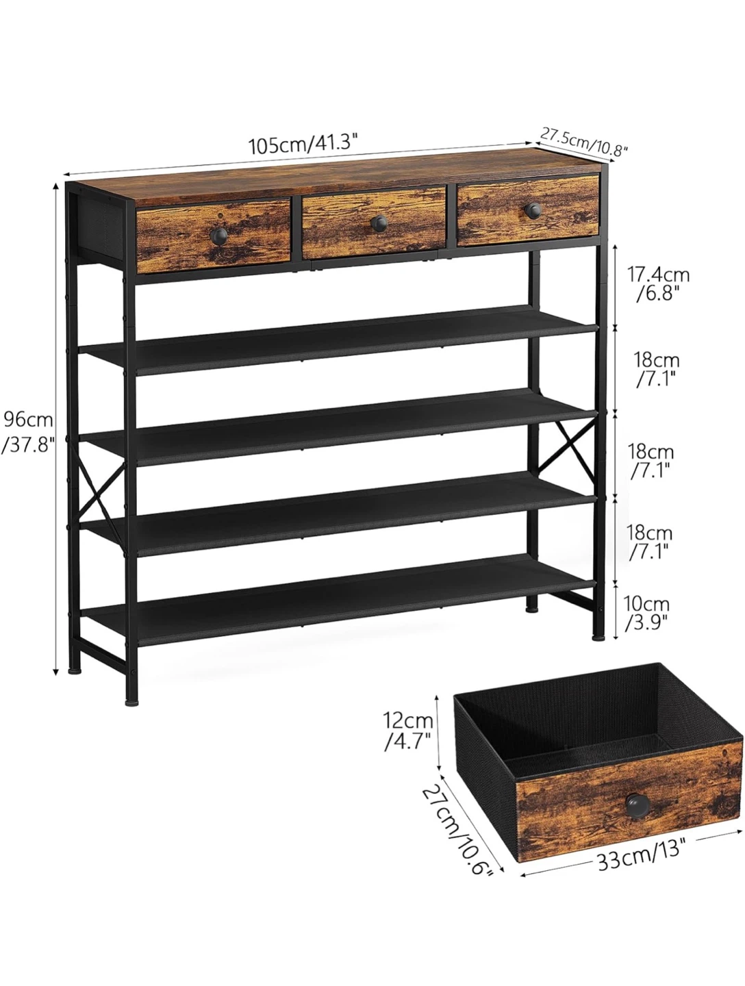 5 Tier Shoe Organizer with 3 Drawers SR6 - photo 3
